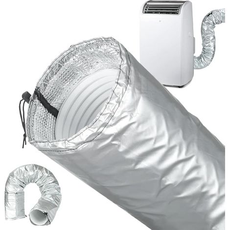 Funda para manguera de aire acondicionado portátil  Antipolvo, ajustable, de aluminio de 3 capas  Funda aislante para aire acondicionado - para el hogar, oficina, dormitorio, habitación, baño (1/5)