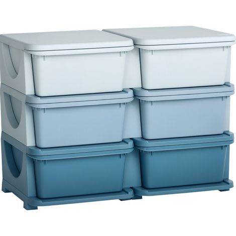 Mobile organizer per bambini in plastica con 6 cassetti e seduta 75x37x56,5 cm blu HOMVRA (1/5)