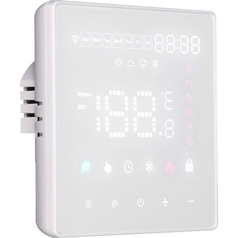 Termostato WIFI Touch Protocollo WIFI 2.4G TUYA, Smart Life Quadrata Compatibile Con Scatola 502 Riscaldamento Caldaia a Gas Riscaldamento Pavimento Con Acqua Bianco 3A 100-250V IP20