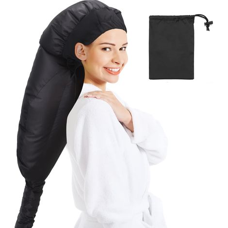 Bonnet de sèche-cheveux amélioré extra large réglable, capuche pour bouclage et soin en profondeur avec étui de rangement (1/5)