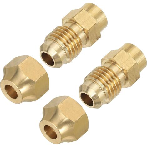 2Pcs Raccord Tube En Laiton À Embout Mâle 1/4" Fileté, Adaptateur De Tuyau À Souder Avec Écrou Pour Plomberie HVAC Climatisation (1/5)