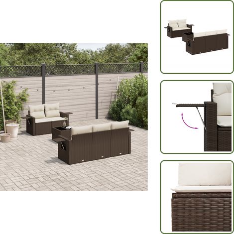 6-tlg. Garten-Sofagarnitur mit Kissen Braun Poly Rattan - Garten Sofagarnitur - Garten Sofagarnituren - Outdoor Sofagarnitur - Sofagarnitur Terrasse (1/5)