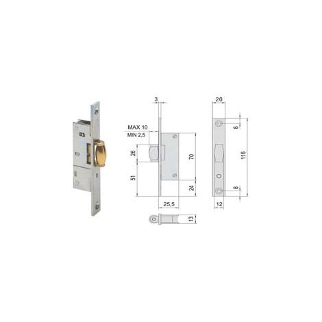 SERRATURA DA INFILARE PER MONTANTI SOLO RULLO 44238- - mm.15 (44238150) - 1 pezzi CISA