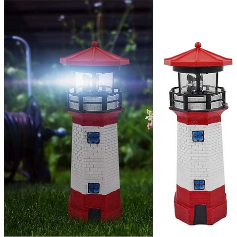 Phare solaire de jardin, lampe rotative avec éclairage LED, lampe décorative d'aménagement paysager (1/5)