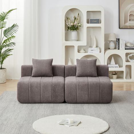 Canapé modulable en chenille gris avec 2 coussins, 165 x 73,6 x 60,9 cm, sans montage HAVRYA (1/5)