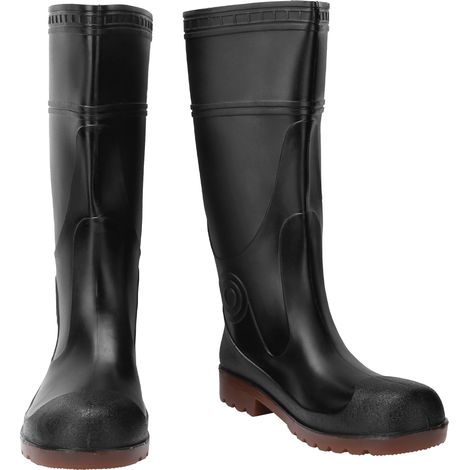 1 Paire de Bottes de Pluie PVC Antidérapantes Imperméables pour Travail Sécurité Chaussures Noir 42