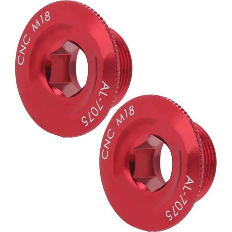Set aus 2 M18 Kurbelkappen für Fahrräder, staub- und wasserdicht, aus Aluminiumlegierung, kompatibel mit Prowheel hohlen integrierten Kurbelgarnituren (rot). (1/5)