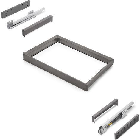 Emuca Telaio con guide a estrazione totale e chiusura morbida per accessori per armadi Quartz, 662-688mm, Alluminio e plastica, Titanio 7135252 EMUCA