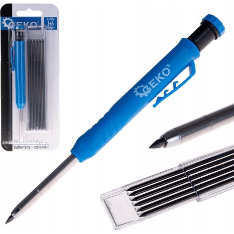 Lápiz de carpintería para construcción mecánica + 7 recambios GEKO G29004