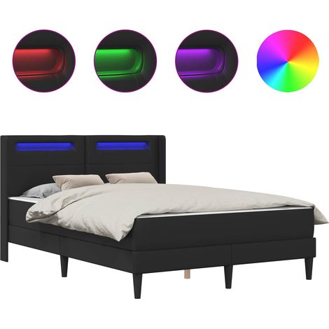 Bed Frame with Mattress Black 120 x 190 cm Faux Leather vidaXL (1/5)