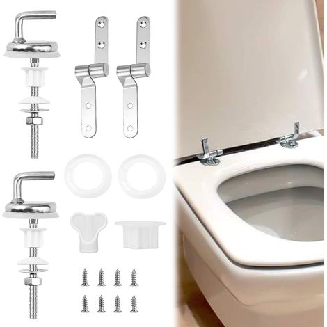 Charnières de Siège de Toilette en Acier Inoxydable, Pièces de Rechange pour Réparation et Fixation, Durable et Solide (1/5)