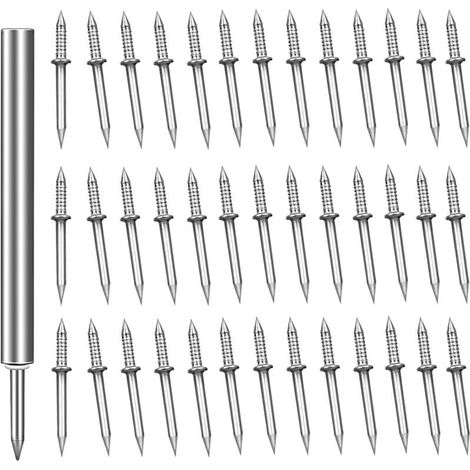 Ahlsen – Clous à double tête 100 pièces – Acier au carbone galvanisé – Installation sans couture pour plinthes – Outil à douille inclus (1/5)