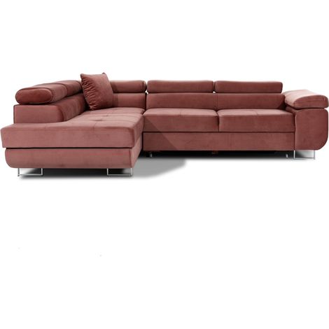 Ecksofa MENTON in Rosa Samt – Linksseitig mit Stauraum (1/5)