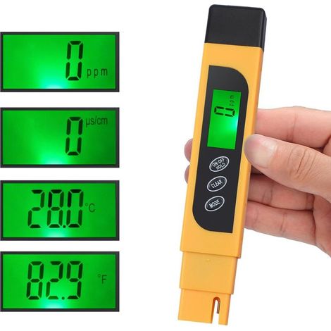 Testeur TDS numérique, stylo portable + papier pH, mesure de la qualité de l'eau (TDS, EC, température, pureté, ppm), thermomètre intégré, 4 modes d'affichage (1/5)