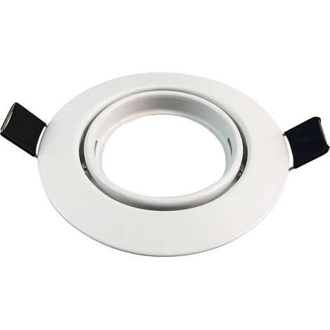 Europalamp – Collerette support encastrable orientable pour spot LED rond blanc – Diamètre 90mm – Perçage 65mm – Aluminium pour intérieur