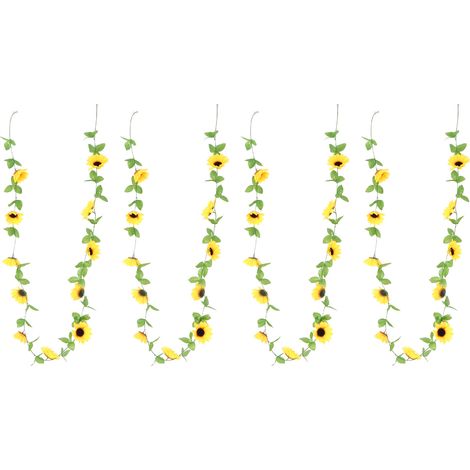 Guirlande de tournesols artificiels 4 pièces, vigne fleur plastique pour décoration mariage, fête, jardin, maison, scène (1/5)