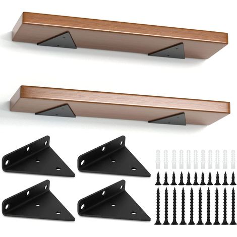 Lot de 4 supports d'Étagère Triangle 8 cm, supports Flottants en fer, support mural en métal pour Étagères Ouvertes de bricolage (1/5)