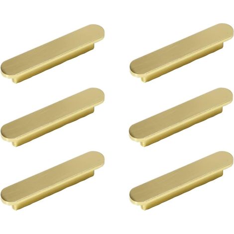 Juego de 6 tiradores dorados para muebles de cocina, latón cepillado, dorado, distancia entre centros de 96 mm, tiradores para armarios, tiradores para muebles.