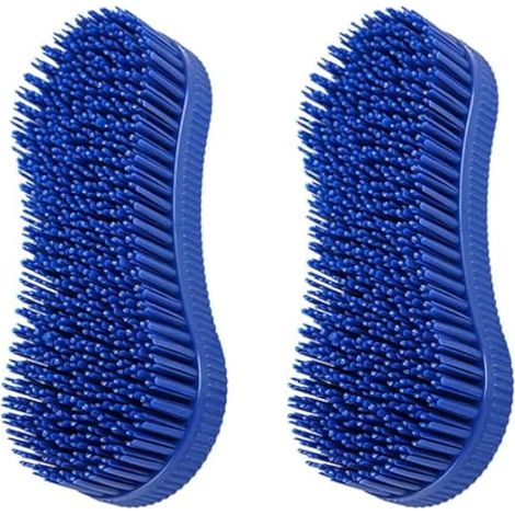 Brosse de pansage pour cheval 2 pièces, bleu, outil de massage équestre multifonction et durable, facile à nettoyer (1/4)