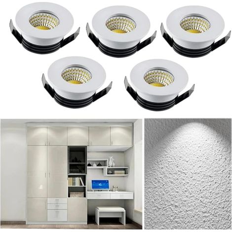 Lot de 5 spots encastrés LED 3W pour plafond, mini spots encastrés pour meubles [Classe énergétique A] (1/5)