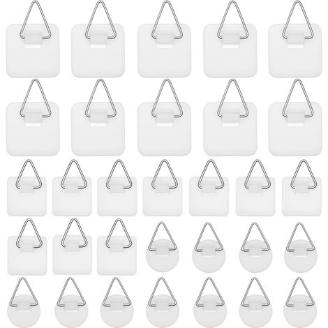 30 Pièces Crochet Adhesif Mural , Accroche Tableau Adhesif Invisibles, Attache Murale sans Percer, Fixation Cadre sans Percer pour Photos Tableaux Art