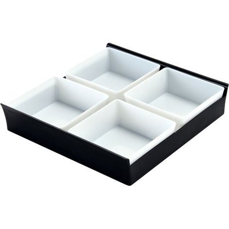 Plateau De Service - Bac À Snacks En Plastique Avec Compartiments - Pour Cuisine Fête Et Rangement De Pantry - 6 Bocaux Inclus (1/5)