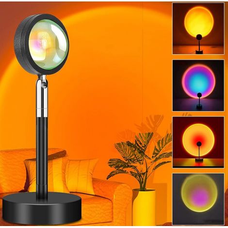 BEBUSINGOTO Lámpara de Atardecer - Proyector Arcoíris - Rotación de 360 Grados - Luz LED de Noche para Selfies/Fotografía/Decoración del Hogar/Dormitorio/Sala de Estar, Luz de Noche USB (16 Colores) (1/5)