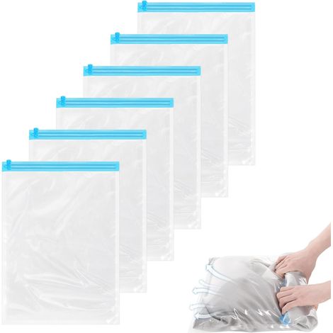 6er-Pack Reise-Kompressionsbeutel, platzsparend, 50 x 35 cm, aufrollbar, für Gepäck, Koffer, Rucksäcke, Reiseutensilien
