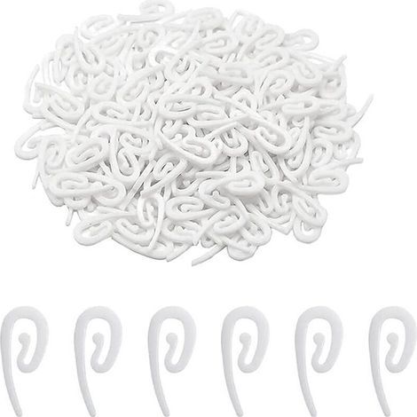 Pack mit 50 Kunststoff-Gardinenhaken – Weiß, Größe 28x12 mm, Haken für Duschkabine/Fenster/Tür