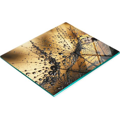 Tabla de cortar de cristal para cocina con motivos decorativos de diente de león, 60x52 cm. (1/5)