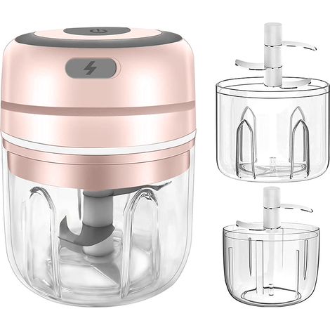 [LLC] Hachoir à ail électrique, mini hachoir à ail portable sans fil, robot culinaire, presse-ail, petit hachoir pour hacher oignons et viande (1/5)
