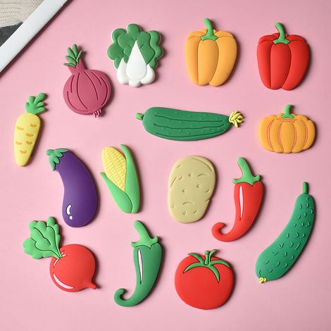 Lot de 15 aimants pour réfrigérateur, motif fruits, aimants pour tableau blanc pour enfants, aimants 3D de style dessin animé pour réfrigérateur (1/5)
