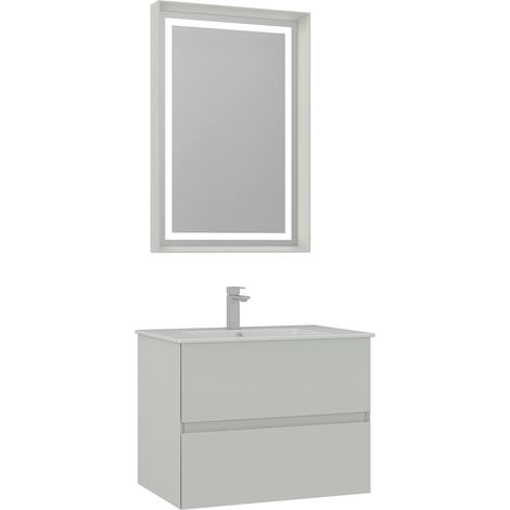 Ensemble Meuble Vasque avec Miroir (2 Pièces) "Nest 71 v2" - 71 x 51 x 55 cm - Matte Cashmere (1/3)