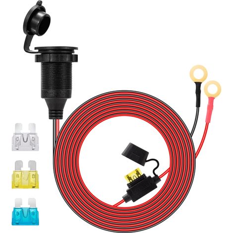 3 Mètre Prise Allume Cigare 12V-24V Rallonge Allume Cigare 14AWG Câble d'extension Alimentation Allume-Cigares avec Fusible 20A pour Voiture Bateau Moto Camion (1/5)