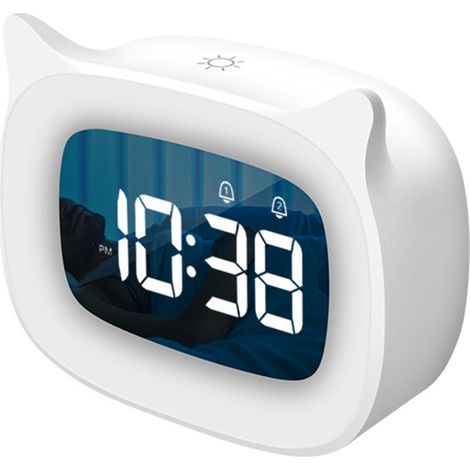 Réveil Numérique - Avec Veilleuse Réglable - Affichage LED Grand Format - 2 Alarmes Indépendantes - Fonction Snooze - 18 Mélodies - Alimentation Secteur et Piles - 1 Pièce (1/5)