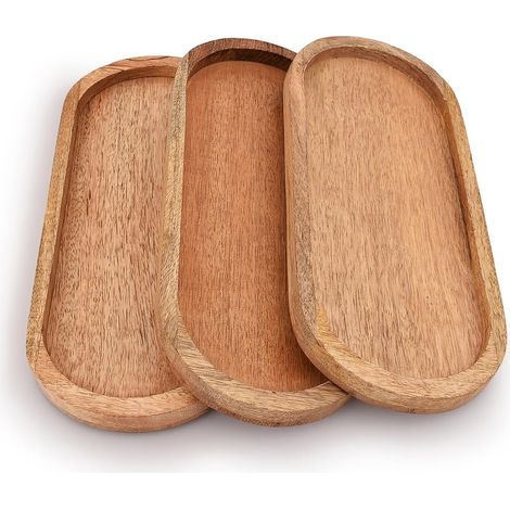 Lot de 3 Plateaux en Bois de Manguier, Ovale, Pour Fromage et Apéritif, Usage Intérieur et Extérieur (1/5)