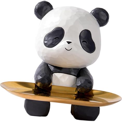 Résines Panda Statue Porte-clés Plateau de Rangement Figurine Animale Sculpture organisateurs pour Chambre Salon Espace Table décors Panda résines Figurine (1/5)