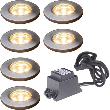 Konstsmide Mini LED Ground spot Mini LED extérieur système 12V encastrable au sol en acier inoxydable Ip44 ensemble de 6, IP44 (1/3)