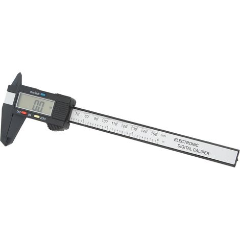 Digitaler Messschieber mit elektronischem LCD-Display (6 Zoll, 150 mm) und Umrechnungsfunktion (Zoll/Millimeter), PA66, Schwarz (1/5)