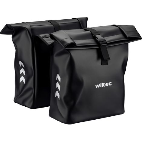 Wiltec Doppia borsa per portapacchi posteriore bici 48 l, borsa posteriore bici 30 x 14 x 57 cm, borse per bicicletta resistenti all'acqua