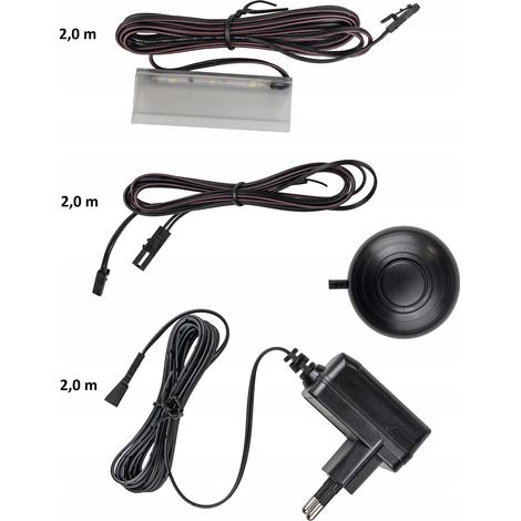 Illuminazione a LED con 1 punto clip - luce bianca fredda, set con alimentatore, per vetrine.