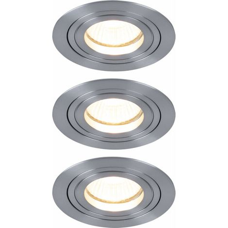Set de 3 lampes encastrées de haute qualité, rondes, en aluminium brossé, spot de cuisine 926.26 (1/4)