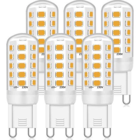 6PCS Ampoules LED G9, 15,6mmx50,5mm Blanc Chaud 3000K 400LM 3,5W Equivalent 35W Halogène Lampe pour Chambre Salon Cuisine Jardin (1/4)