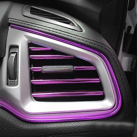 Lot de 10 clips de fixation universels pour grilles d'aération de climatisation automobile, bandes de finition en forme de U, ruban adhésif décoratif intérieur (violet) (1/5)