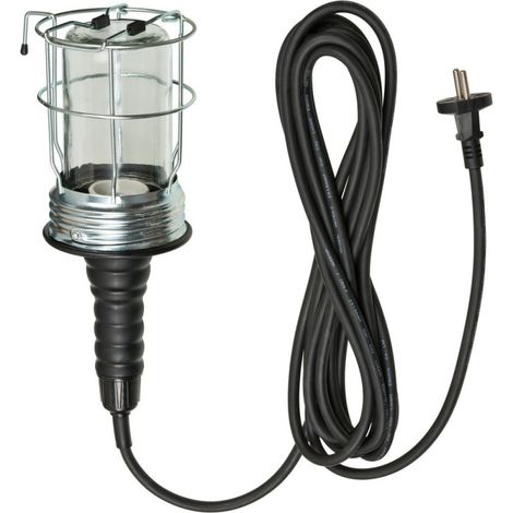 Lámpara de trabajo E27 (60W 230V) IP20 con mango de goma y cable de 5 metros con conector GH20