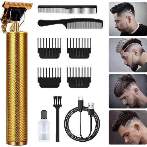 Tondeuse Cheveux Hommes, Tondeuse Barbe Kit Homme Electriques, Sans Fil Tondeuse à Cheveux Rasoir Barbe Tondeuse Kit (Or) (1/5)