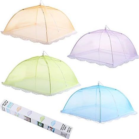 Pcs Food Cloche/Insect Cloche/Food Tent/Folding Food Cover Mesh Screen Umbrella,4 Colors,Anti-fly,Mosquito protection for fruit or cheese-43cm (1/5)