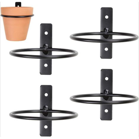 (4er-Set) Wandmontierte Pflanzenhalter (10,2 cm), Metall-Blumenstützringe für Haus, Garten, Balkon und Hof (1/5)