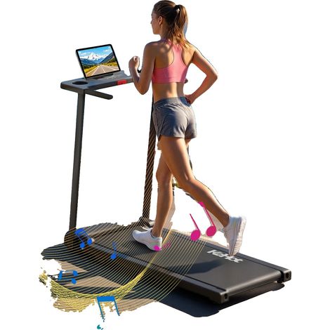Tapis roulant, motore ad alte prestazioni da 2,0 HP, velocità regolabile da 1 a 12 km/h, nastro di corsa da 100 cm, connettività Bluetooth, display a LED. (1/5)