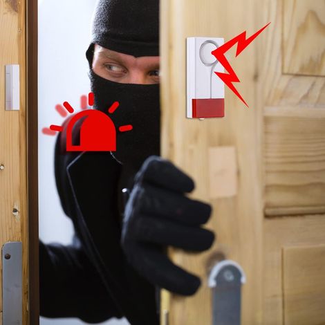 Alarme, alarme de fenêtre et de porte, télécommande sans fil capteur magnétique sonnerie antivol sécurité à domicile bricolage protection appartement familial garage sécurité une pièce (1/4)